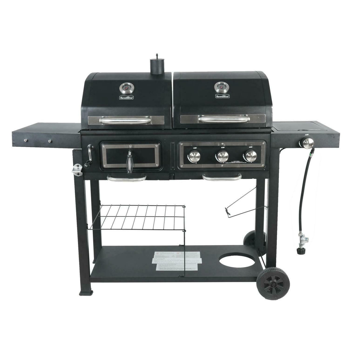 Gas Grill Fuel Charcoal Dual Combo Barbecue Black Stainless BBQ Outdoor Cooking