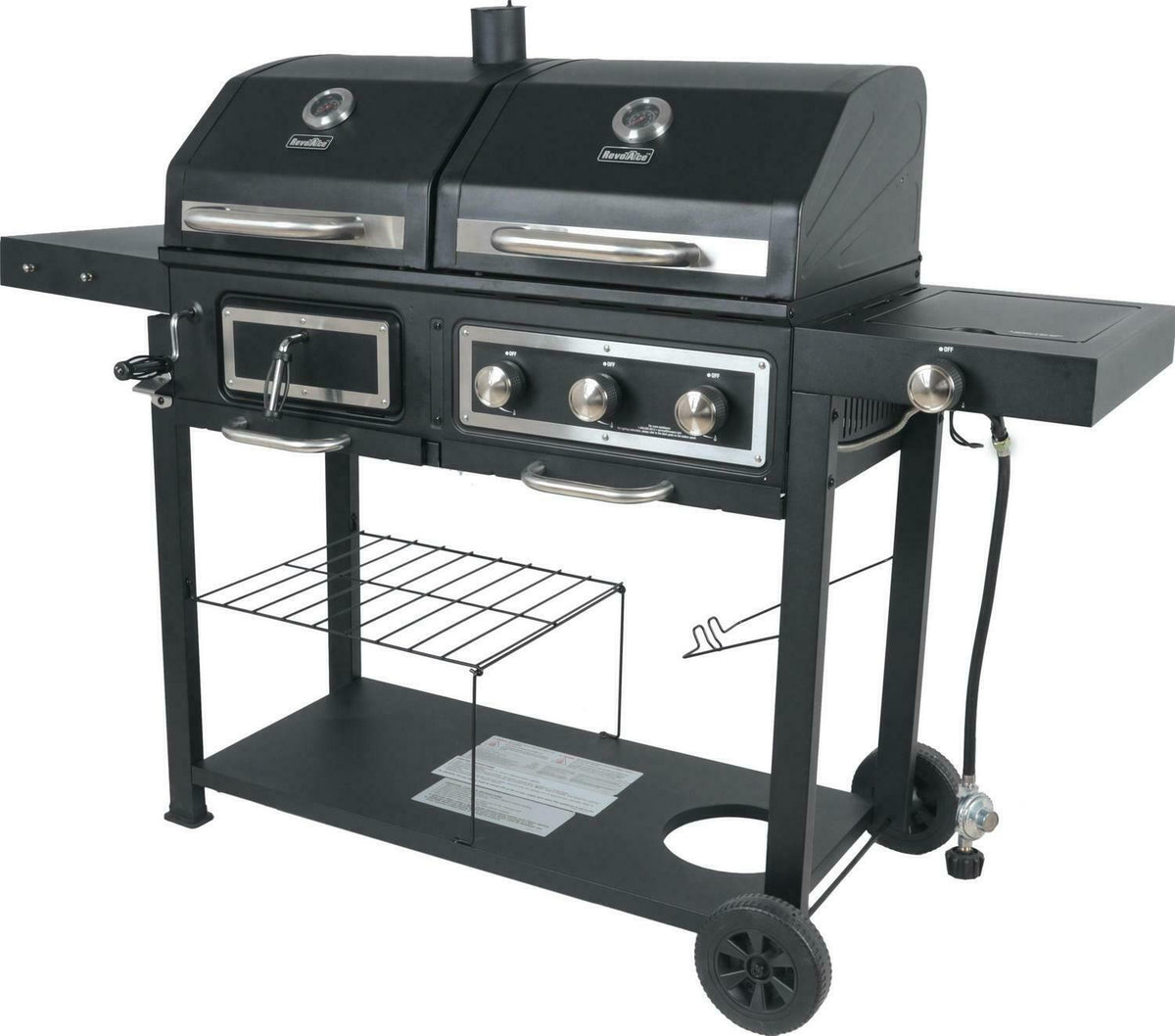 Gas Grill Fuel Charcoal Dual Combo Barbecue Black Stainless BBQ Outdoor Cooking