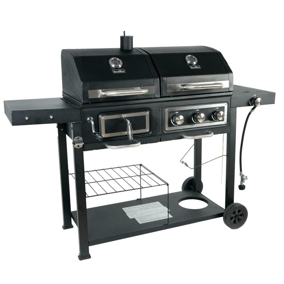 Gas Grill Fuel Charcoal Dual Combo Barbecue Black Stainless BBQ Outdoor Cooking
