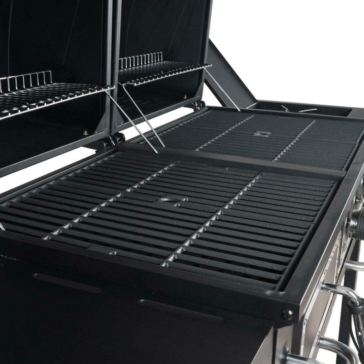 Gas Grill Fuel Charcoal Dual Combo Barbecue Black Stainless BBQ Outdoor Cooking