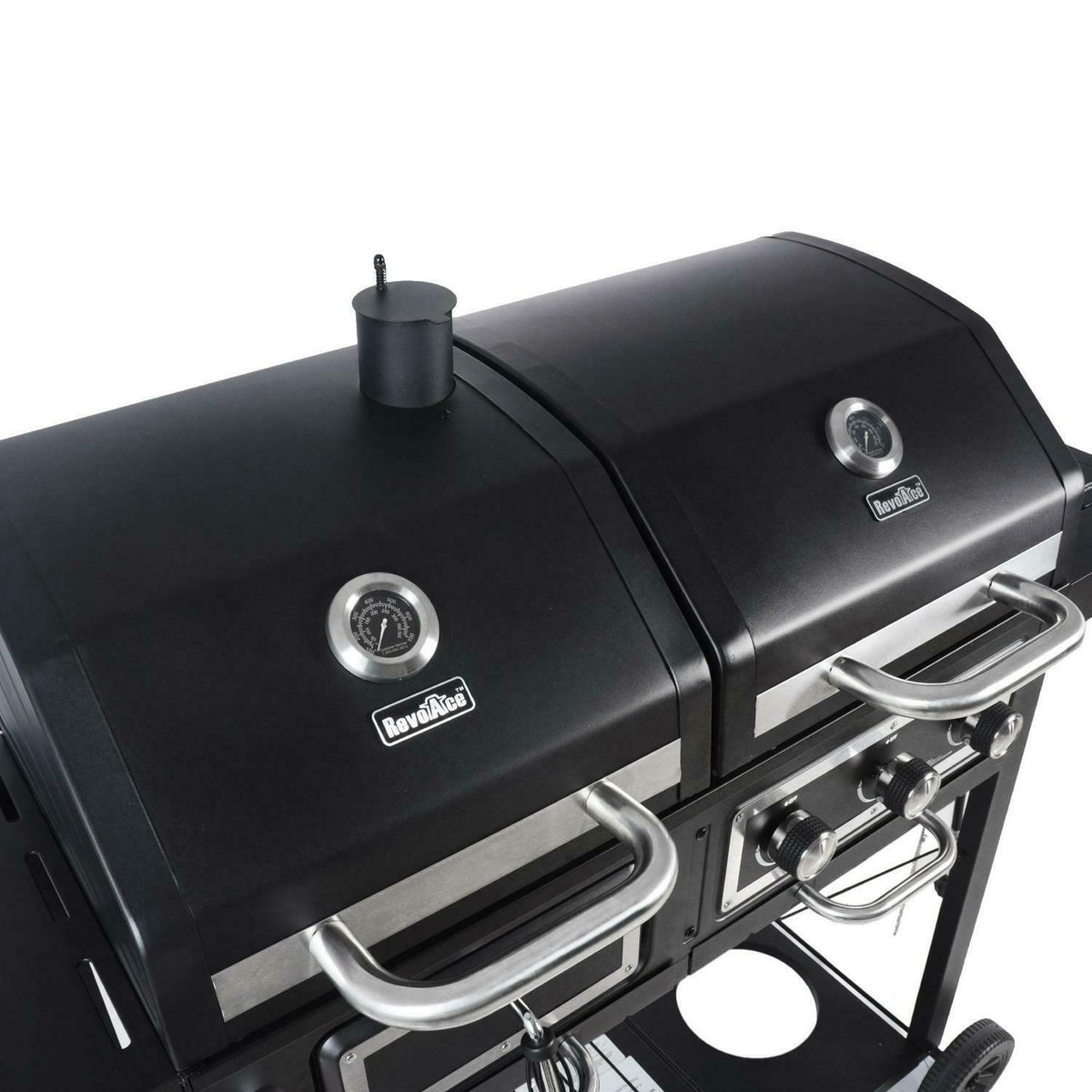 Gas Grill Fuel Charcoal Dual Combo Barbecue Black Stainless BBQ Outdoor Cooking