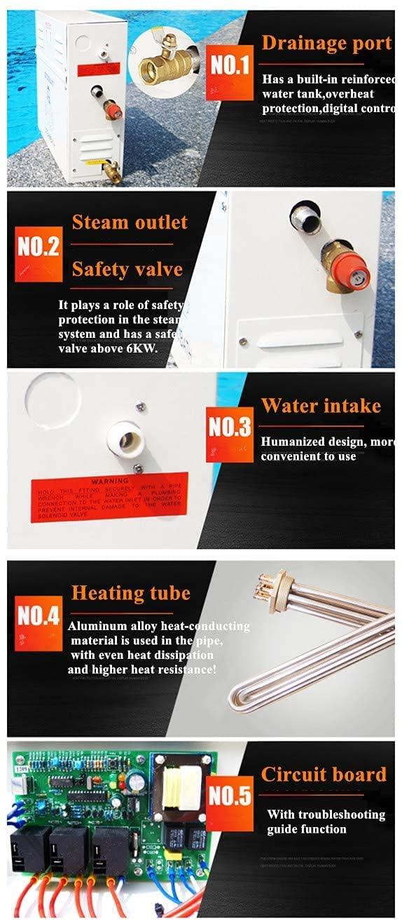 CNWALL 3KW Steam Generator Shower Sauna Bath Home Steam Bath Spa Generator For suitable space heating 3 m³ (3KW)
