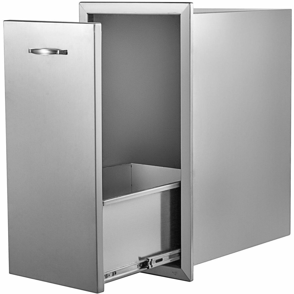 BBQ Narrow Trash Bin 26” by 13.5” Built-In Cabinet Outdoor Grill Enclosed Drawer