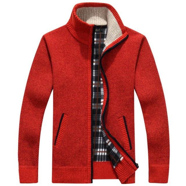 New Autumn Winter Men Warm Cashmere Casual Wool Zipper Slim Fit Fleece Jacket