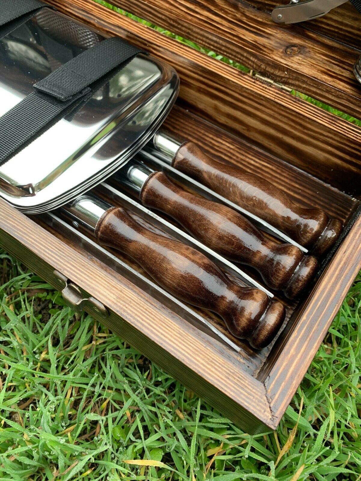 A set of skewers "Wild boar MAX" in a wooden case Gorillas BBQ