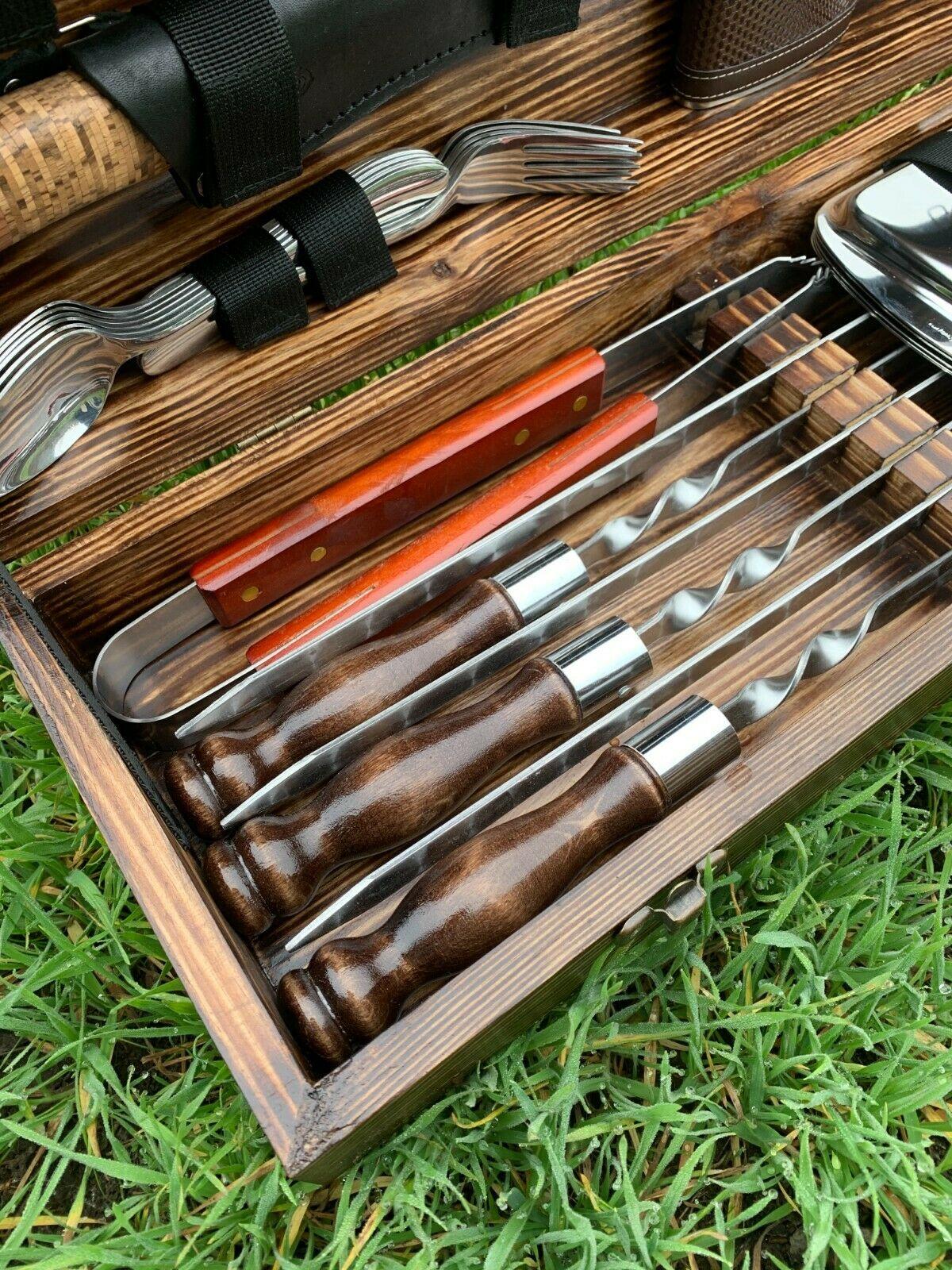 A set of skewers "Wild boar MAX" in a wooden case Gorillas BBQ