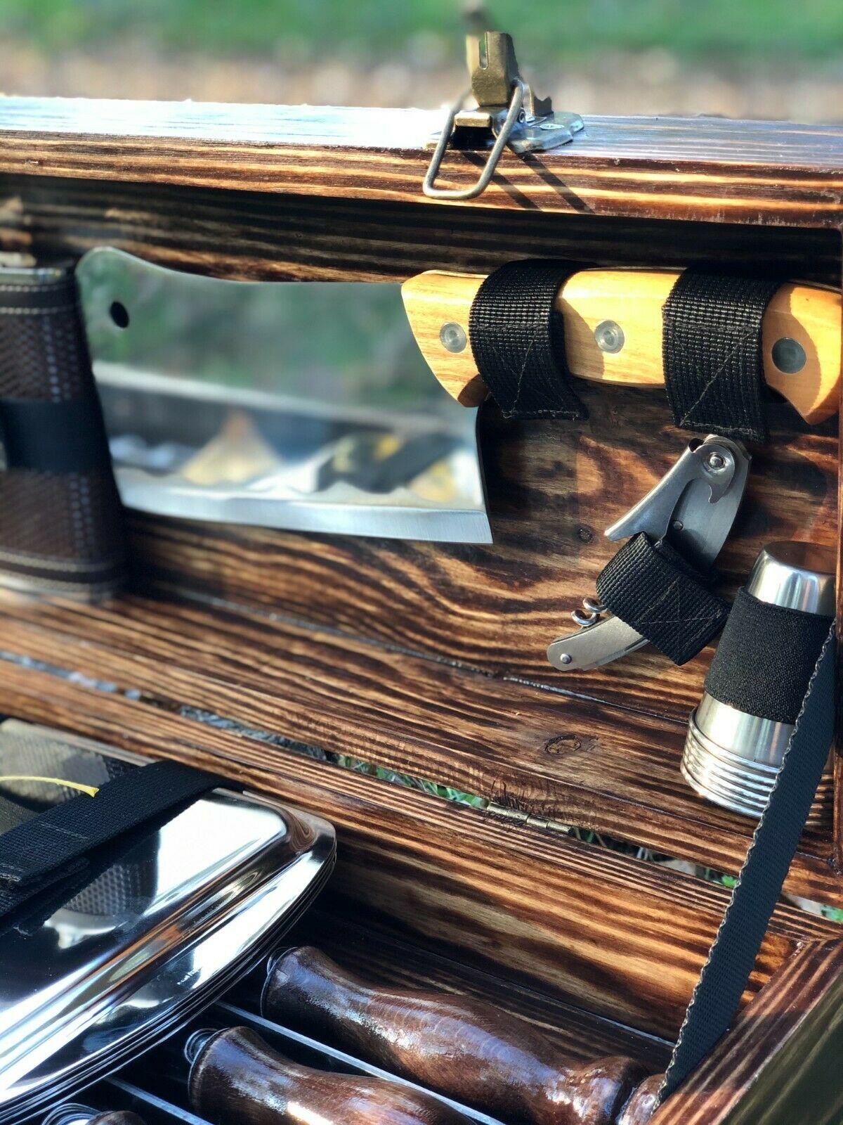 A set of skewers "Wild boar MAX" in a wooden case Gorillas BBQ