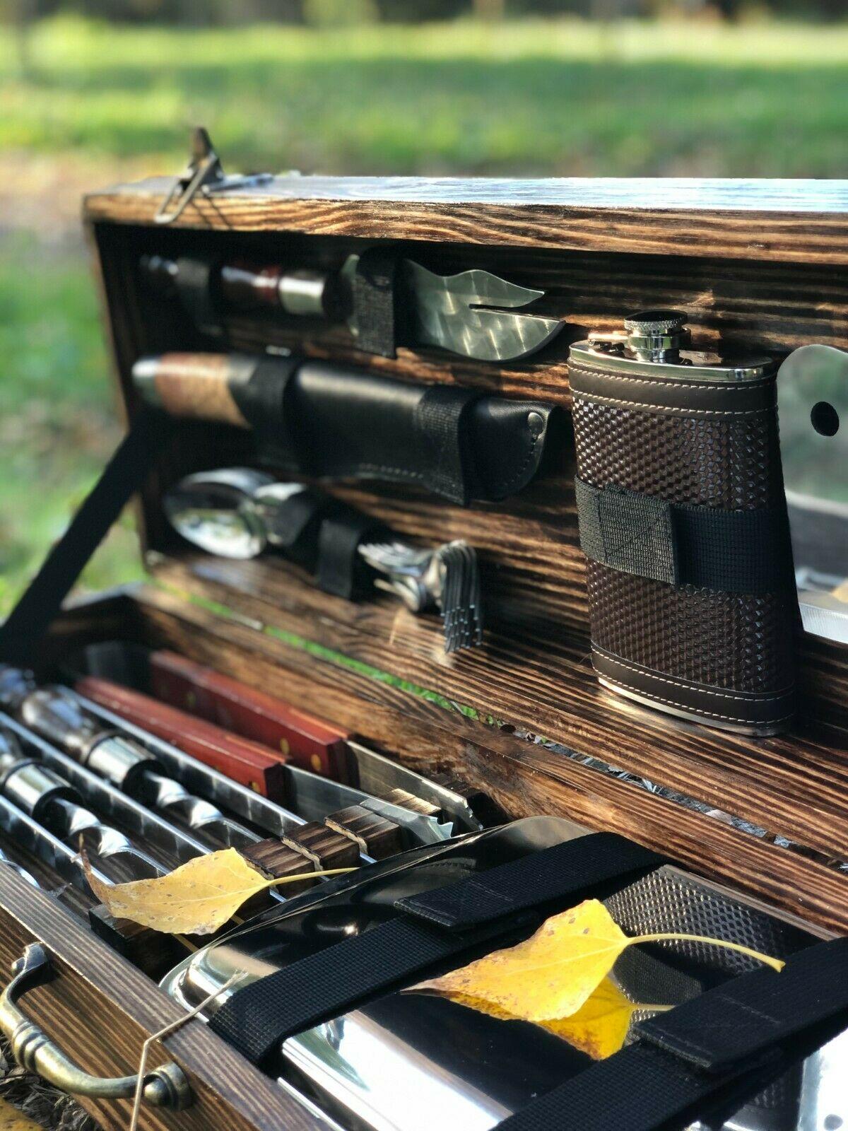 A set of skewers "Wild boar MAX" in a wooden case Gorillas BBQ