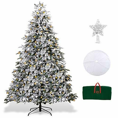 Pre-Lit Snow Flocked Artificial Christmas Pine Tree Holiday 7.5ft White B