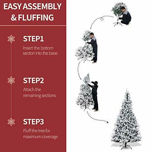 Pre-Lit Snow Flocked Artificial Christmas Pine Tree Holiday 7.5ft White B