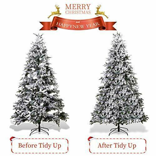 Pre-Lit Snow Flocked Artificial Christmas Pine Tree Holiday 7.5ft White B