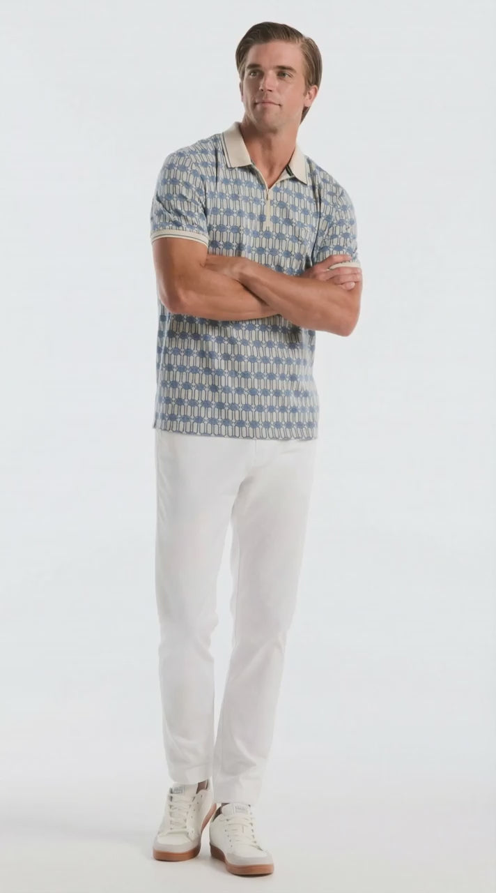 Jacquard Deco Quarter Zip Polo