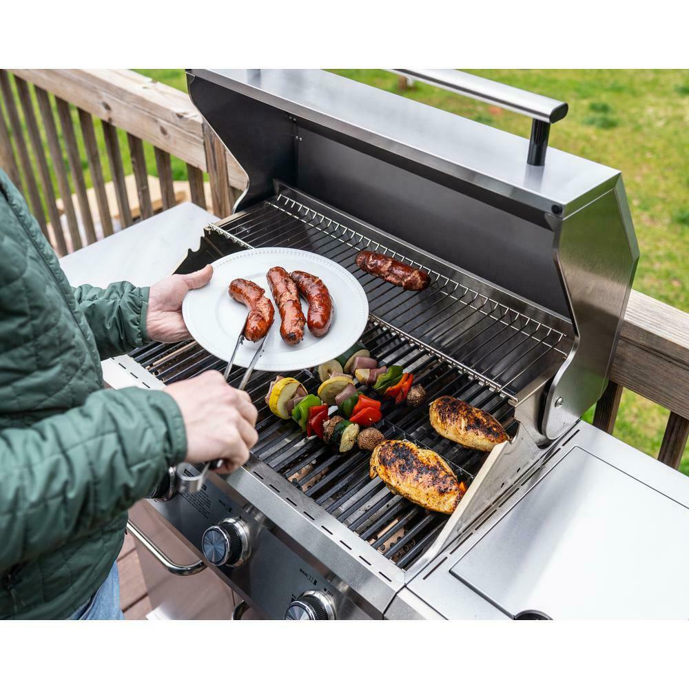 Monument Propane Gas Grill LED Controls Stainless Steel 4 Burners 1 Side Burner