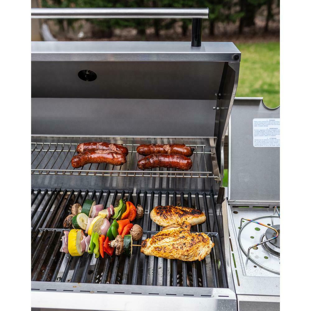 Monument Propane Gas Grill LED Controls Stainless Steel 4 Burners 1 Side Burner