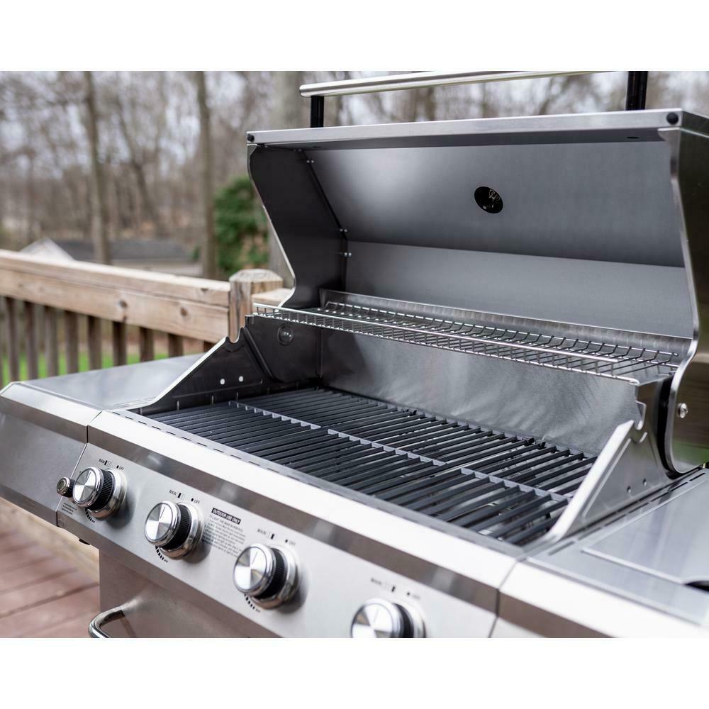 Monument Propane Gas Grill LED Controls Stainless Steel 4 Burners 1 Side Burner