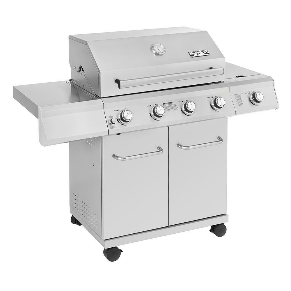 Monument Propane Gas Grill LED Controls Stainless Steel 4 Burners 1 Side Burner
