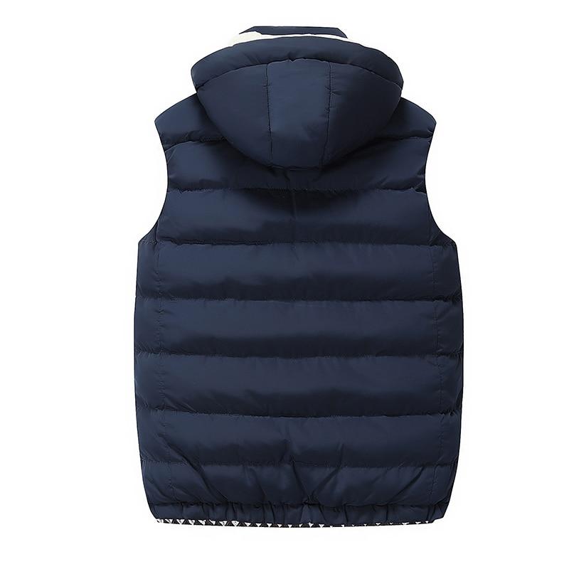 Men Winter Vests Hat Detachable Down Vest Casual Waistcoat Sleeveless Jackets