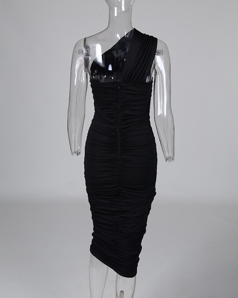 Sexy bodycon Party Wear Cocktail Party Dress One Shoulder Sleeveless Knee Length