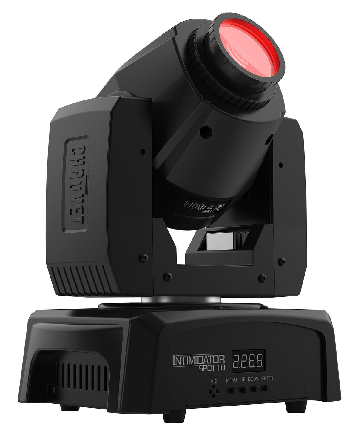(4) Chauvet Intimidator Spot 110 LED Moving Head Lights+Crank Up Lighting Stand