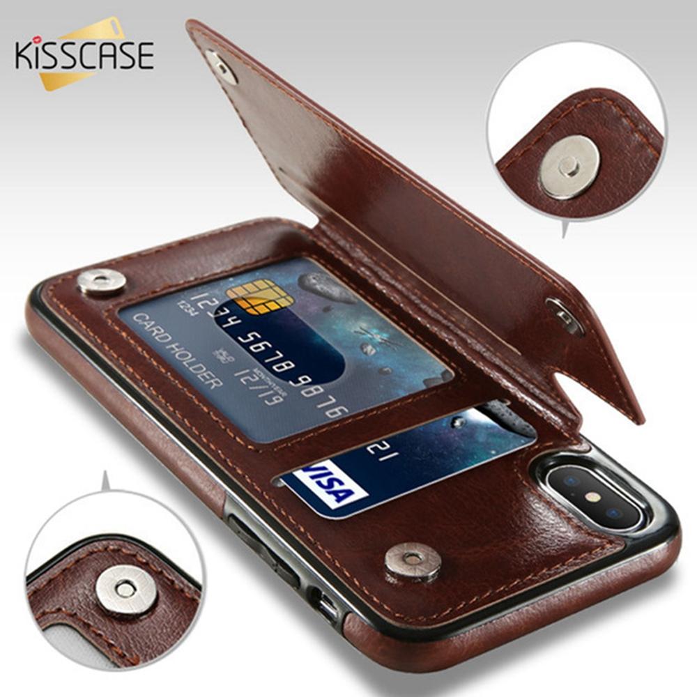 Retro PU Leather Multi Card Holders Case For iPhone