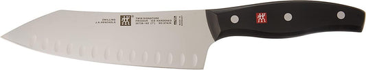 ZWILLING Twin Signature 7-inch Hollow Edge Rocking Santoku Knife, Razor-Sharp, Made in Company-Owned German Factory with Special Formula Steel perfected for almost 300 Years, German Knife
