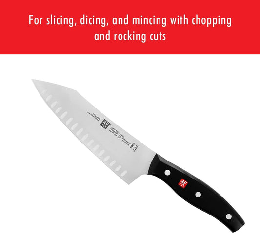 ZWILLING Twin Signature 7-inch Hollow Edge Rocking Santoku Knife, Razor-Sharp, Made in Company-Owned German Factory with Special Formula Steel perfected for almost 300 Years, German Knife