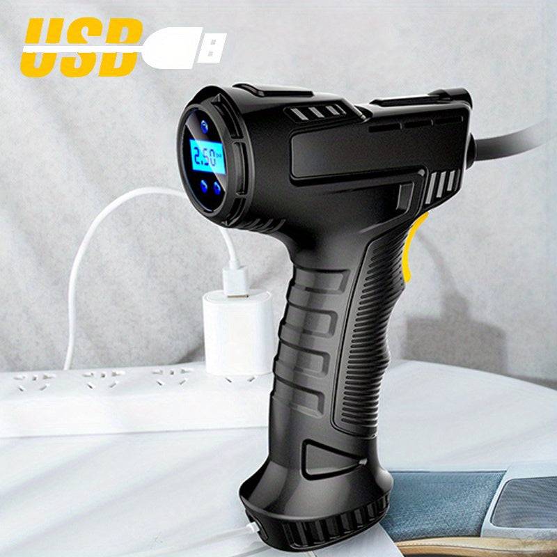 120W Wireless Rechargeable Air Compressor: Portable &amp; Automatic Tire Inflator For Your Car!