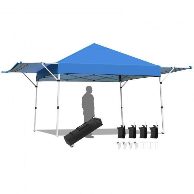17 Feet x 10 Feet Foldable Pop Up Canopy with Adjustable