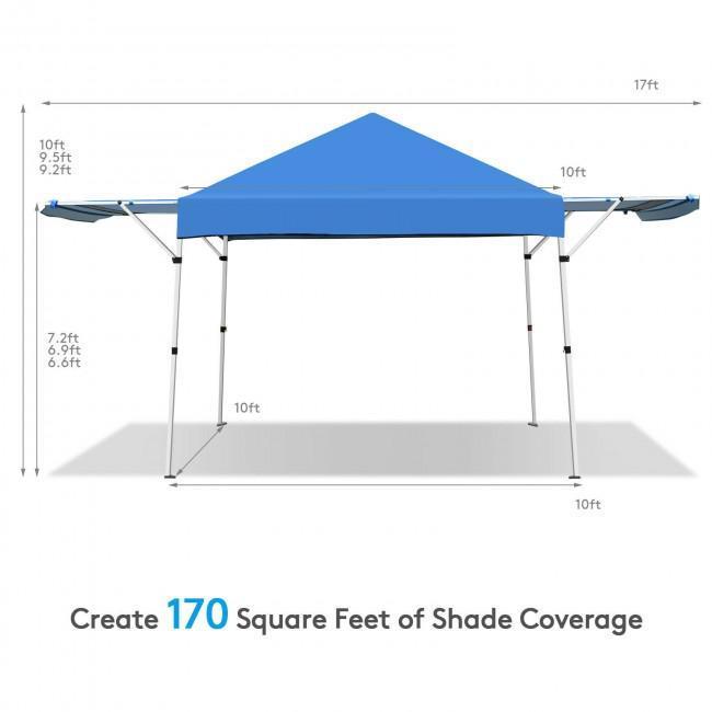 17 Feet x 10 Feet Foldable Pop Up Canopy with Adjustable