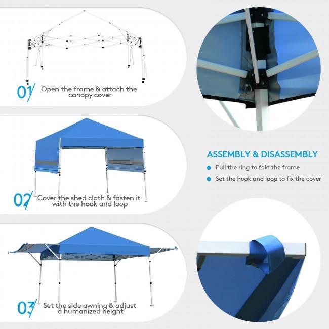 17 Feet x 10 Feet Foldable Pop Up Canopy with Adjustable
