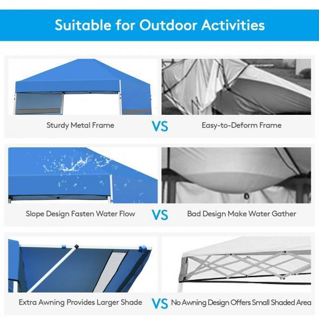 17 Feet x 10 Feet Foldable Pop Up Canopy with Adjustable