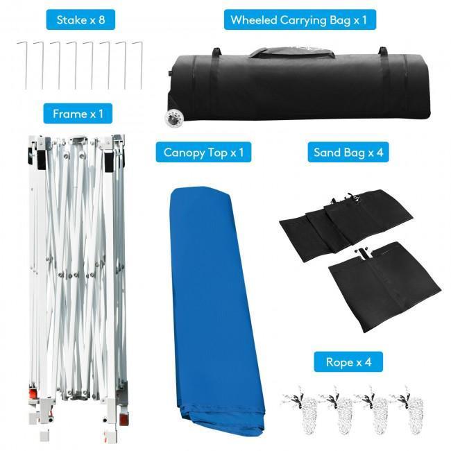 17 Feet x 10 Feet Foldable Pop Up Canopy with Adjustable