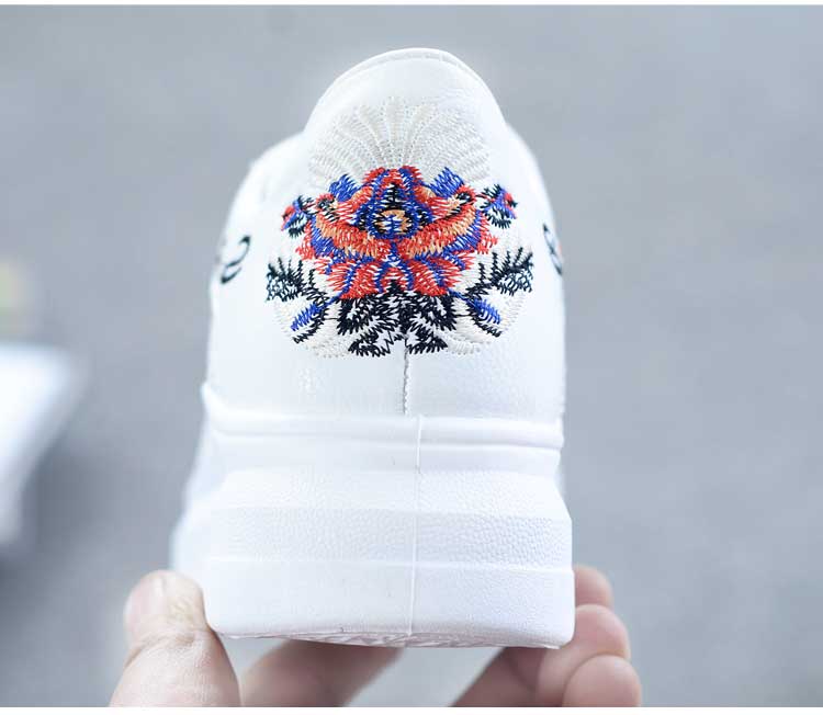 Embroidered Breathable Hollow Lace-Up Sneakers