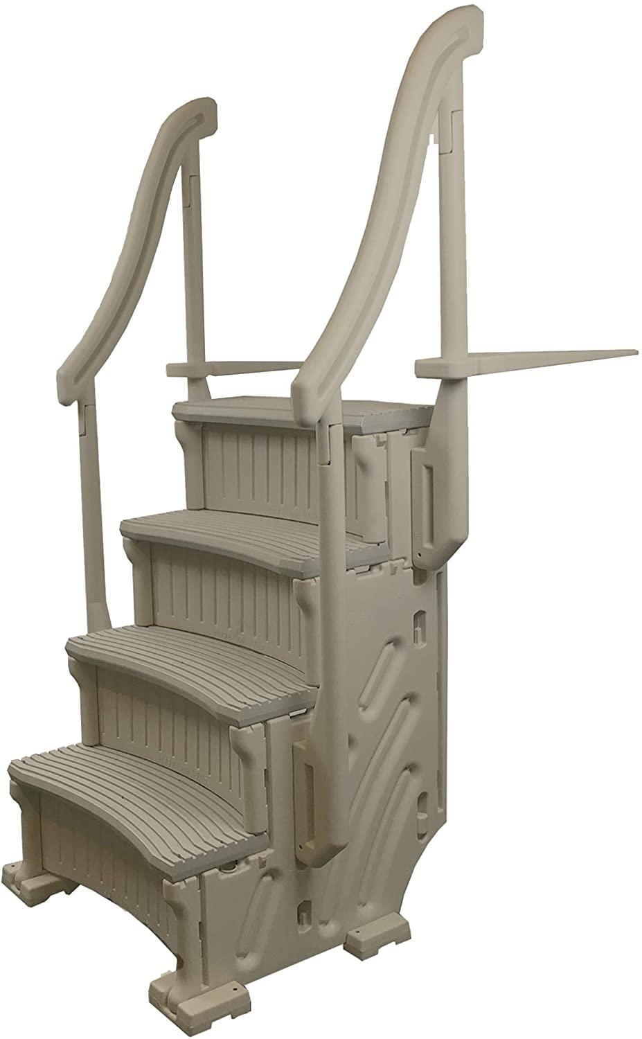 Confer CCX-AG 4 Step Above Ground Swimming Pool Ladder Stair Step Entry System with Handrails, Beige