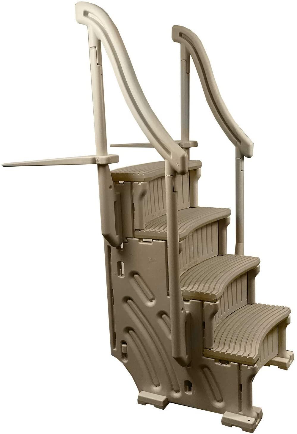 Confer CCX-AG 4 Step Above Ground Swimming Pool Ladder Stair Step Entry System with Handrails, Beige