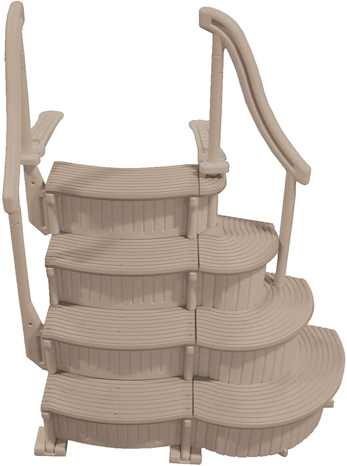 Confer CCX-AG 4 Step Above Ground Swimming Pool Ladder Stair Step Entry System with Handrails, Beige