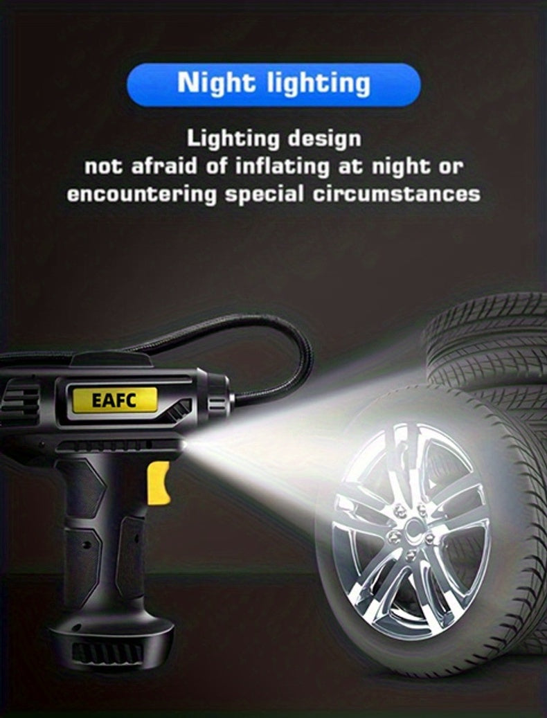 120W Portable Car Air Compressor: Inflate Your Tires With Ease - Wireless &amp; Wired Handheld Pump With LED Light
