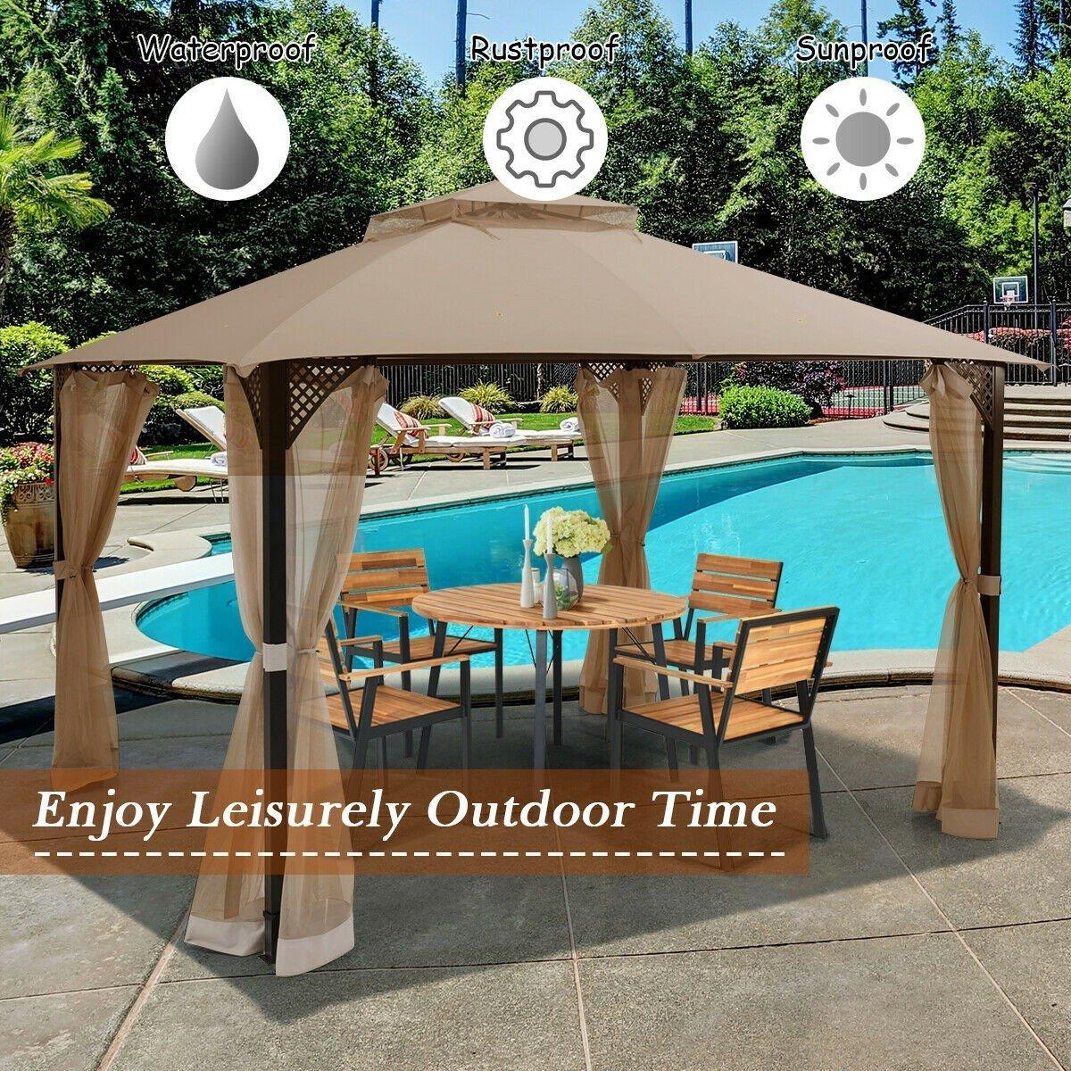 12 x 10 Outdoor Double Top Patio Gazebo