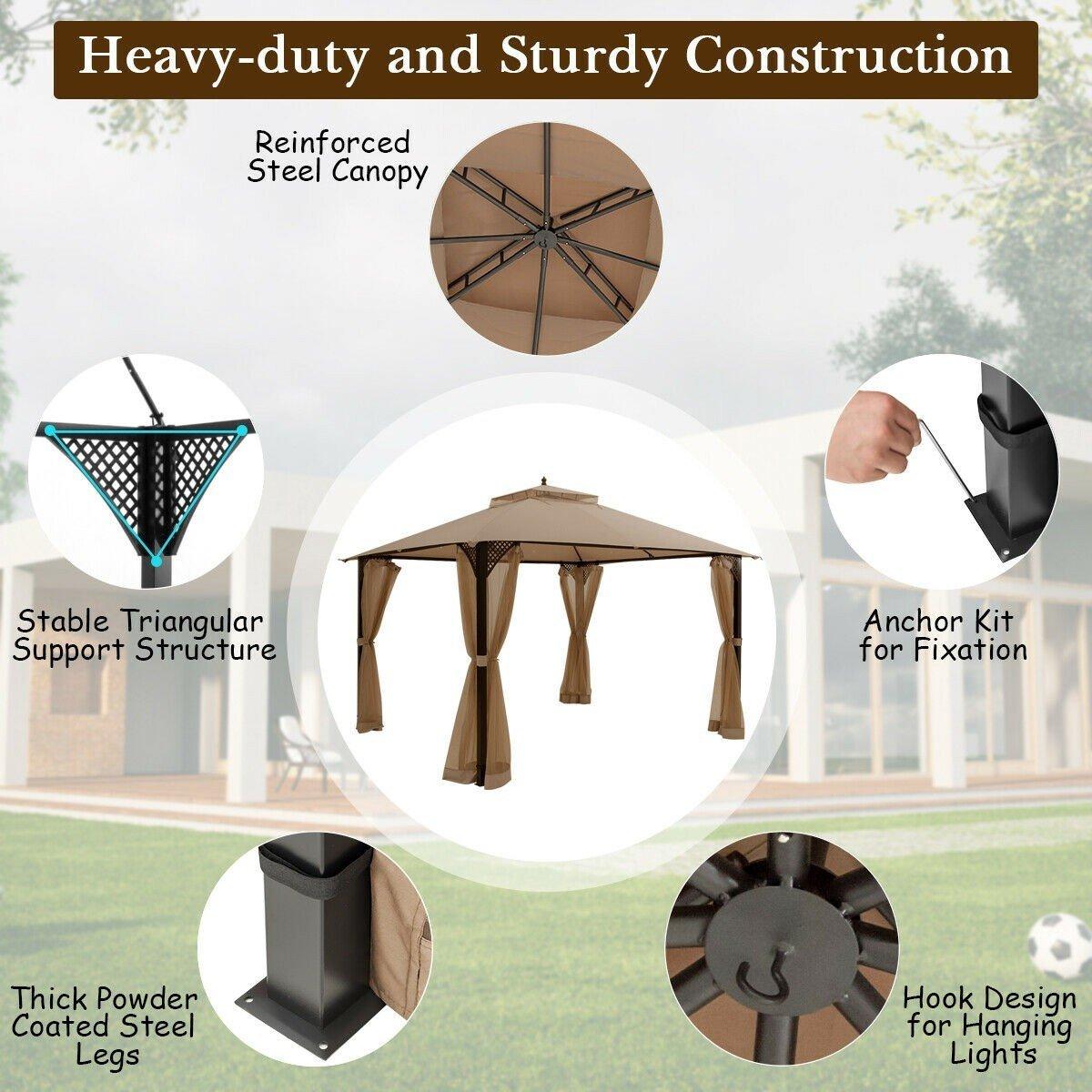 12 x 10 Outdoor Double Top Patio Gazebo