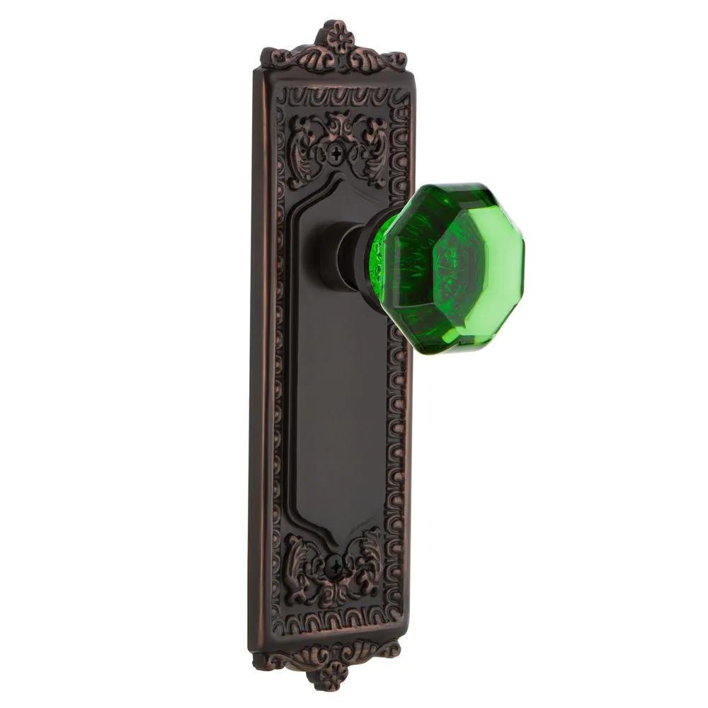 Egg and Dart Plate 2-3/4 in. Backset Timeless Bronze Privacy Bed/Bath Waldorf Emerald Door Knob