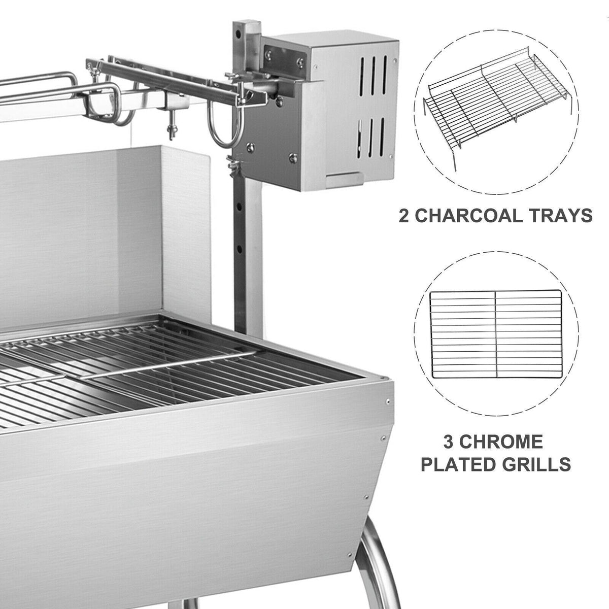 VEVOR BBQ Roaster 45W 132lb Roasting Machine Pork Rotisserie Roaster for Lamp