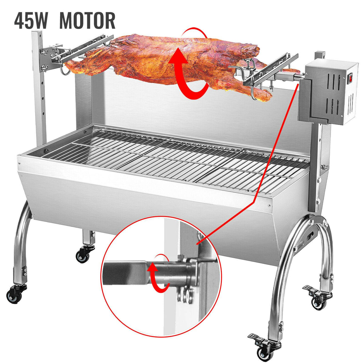 VEVOR BBQ Roaster 45W 132lb Roasting Machine Pork Rotisserie Roaster for Lamp