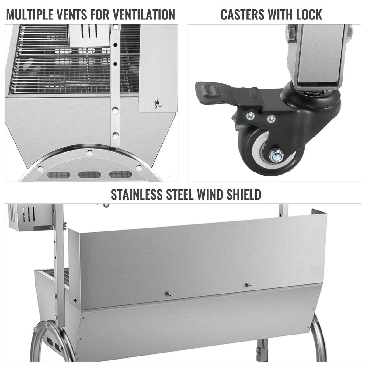 VEVOR BBQ Roaster 45W 132lb Roasting Machine Pork Rotisserie Roaster for Lamp