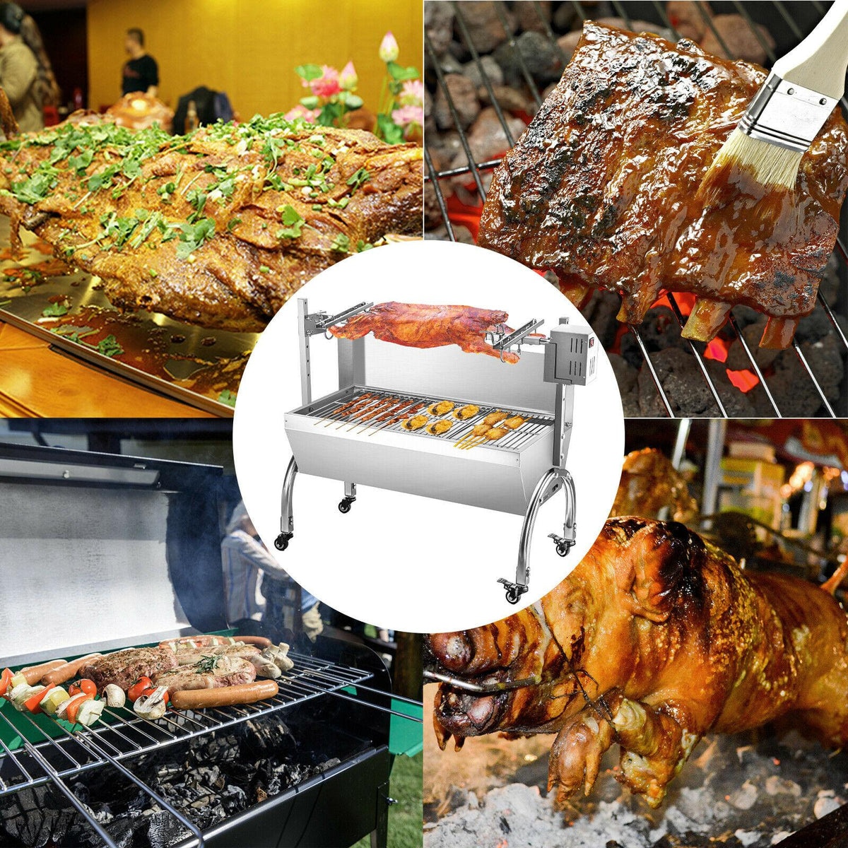 VEVOR BBQ Roaster 45W 132lb Roasting Machine Pork Rotisserie Roaster for Lamp