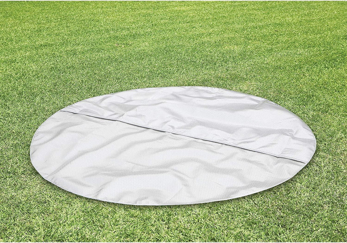 28481E Simple Spa 77in x 26in 4-Person Outdoor Portable Inflatable Round Heated Hot Tub Spa with 100 Bubble Jets, Filter Pump, and Cover, Gray