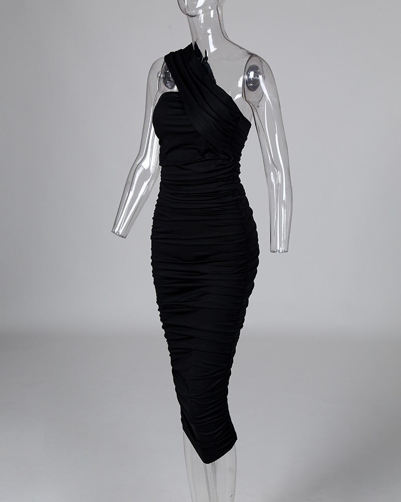 Sexy bodycon Party Wear Cocktail Party Dress One Shoulder Sleeveless Knee Length