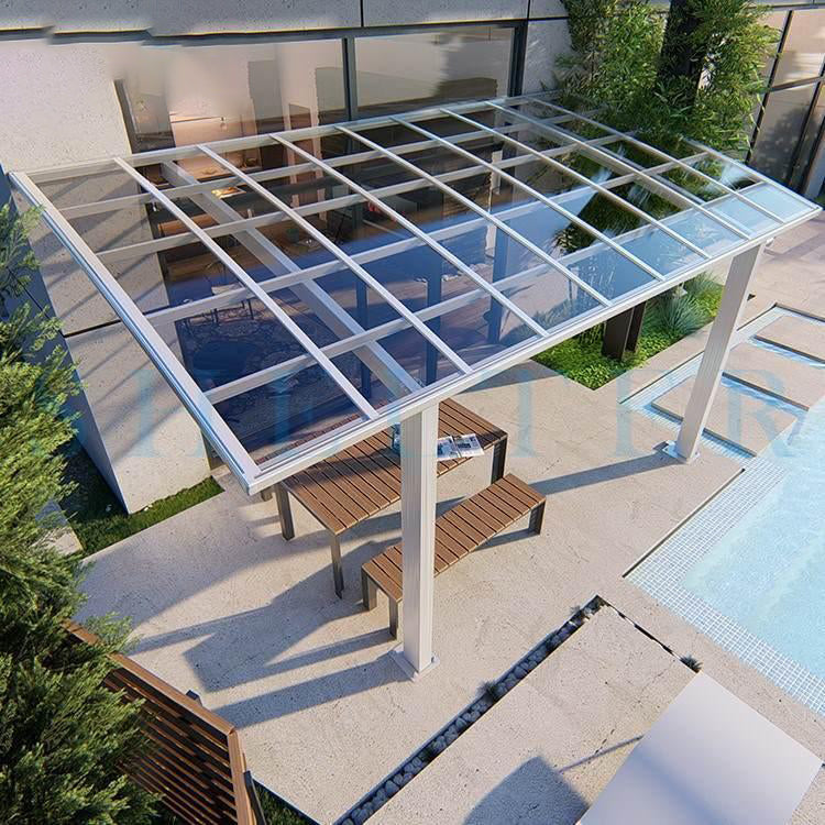 Lean-to 5.6*3m Light Grey Polycarbonte Patio Cover Awning for Pool Rest, Terrace