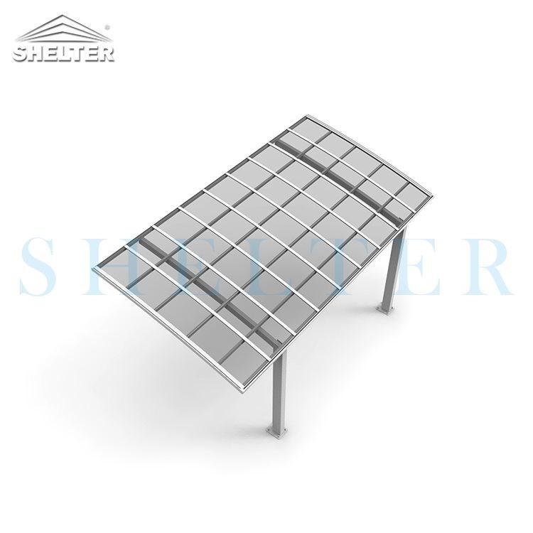 Lean-to 5.6*3m Light Grey Polycarbonte Patio Cover Awning for Pool Rest, Terrace