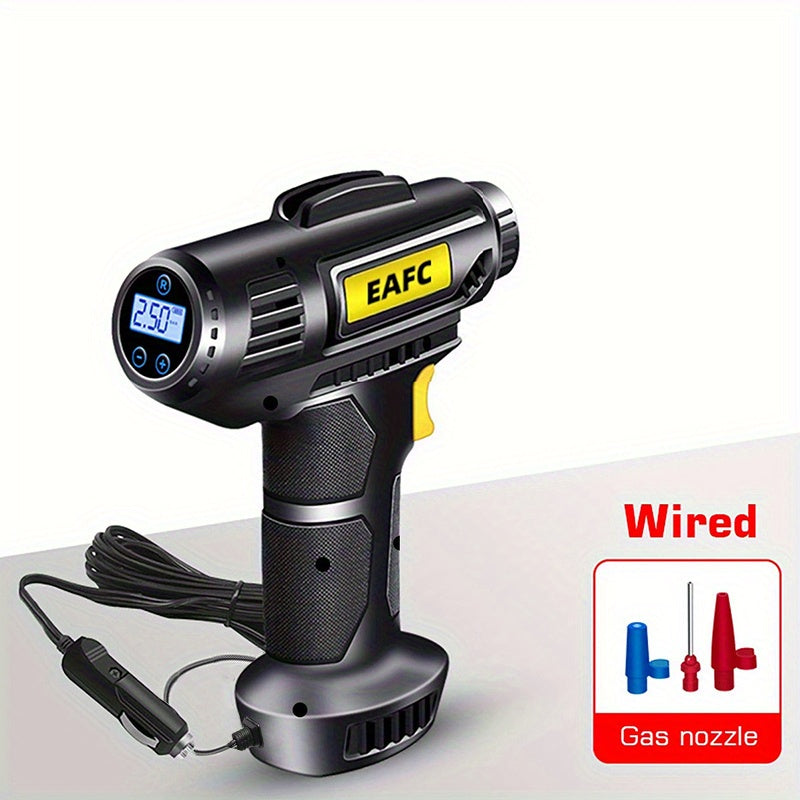 Portable Air Compressor: 150PSI Cordless Car Tire Inflator Pump With Pressure Gau&amp; Light - Perfect For Cars, Motorcycles &amp; Bicycles!