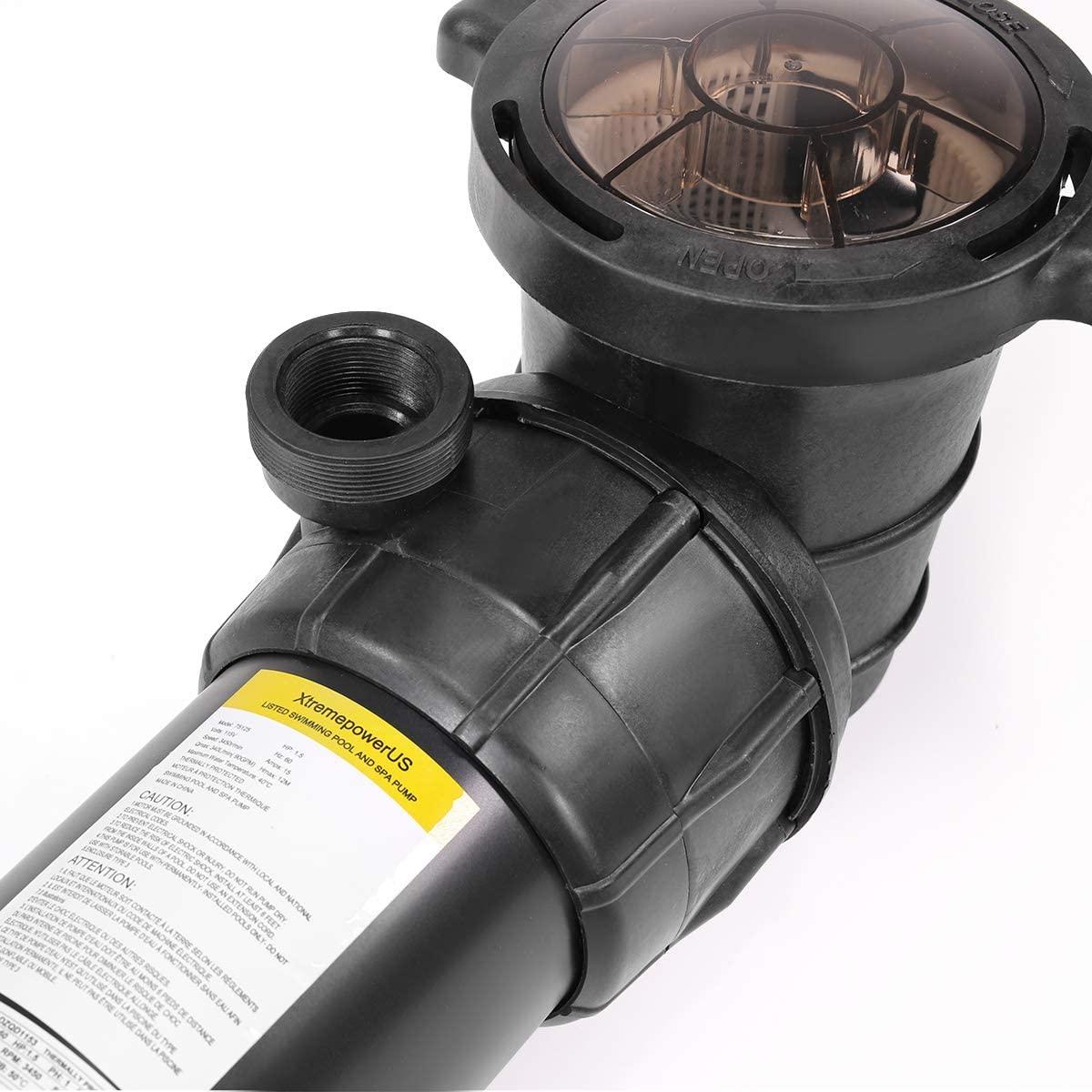 75125 Pump Pool Above Ground 1.5HP Single Speed, Black